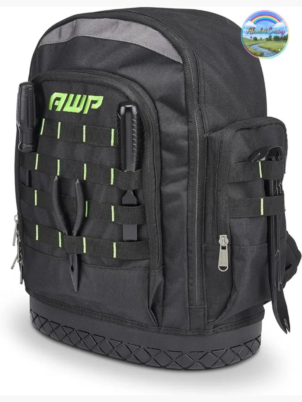 Rugged Tool Backpack 600D Polyester Waterproof Base 23 Pockets Padded Straps